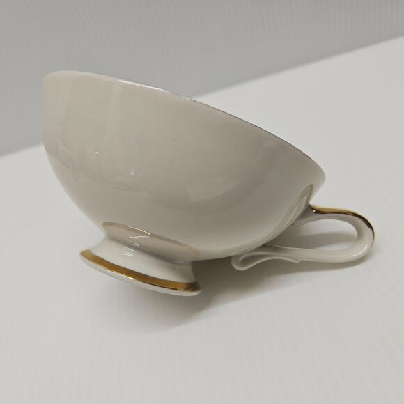 Gebruder Winterling Porcelain Tea Cup & Saucer Set Maroon Gold Floral Design MCM - Picture 6 of 8